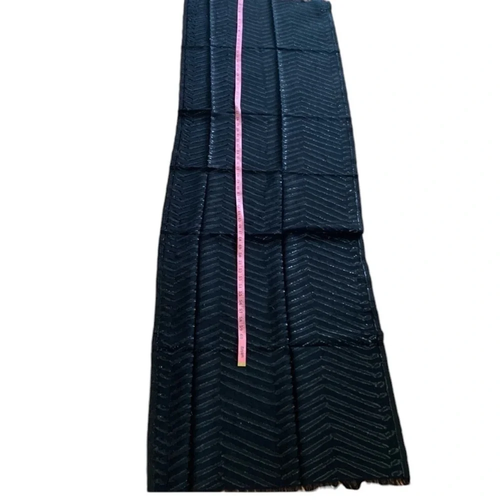 BADGLEY MISCHKA Black Wool-blend Metallic Scarf Wrap